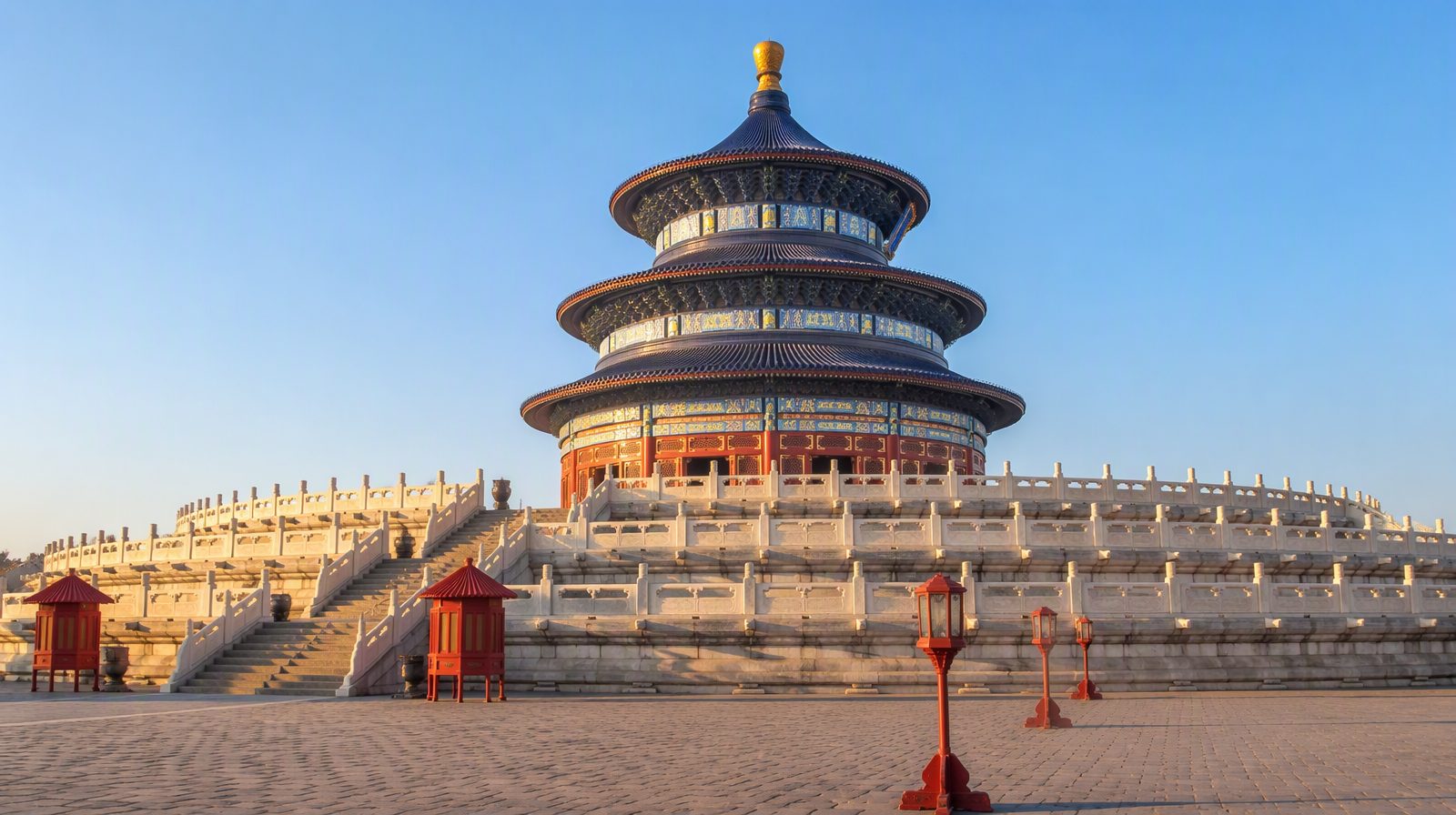 The Temple of Heaven in Beijing under a clear morning sky