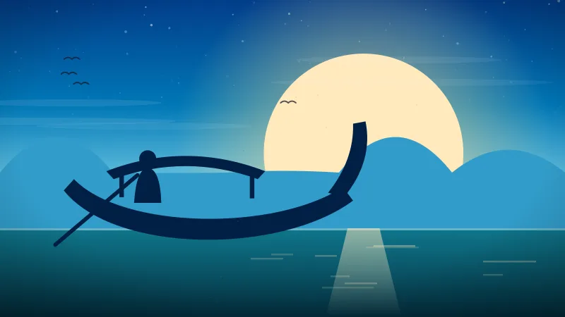 Busan travel guide — fishing boat off the Haeundae coast under a full moon, South Korea