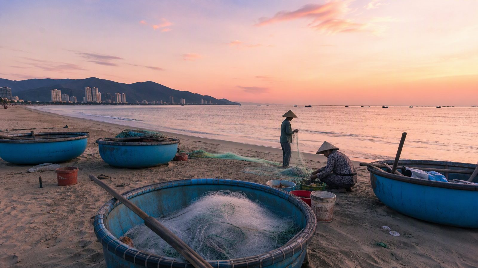Der Strand von My Khe bei Sonnenaufgang, Da Nang, Vietnam